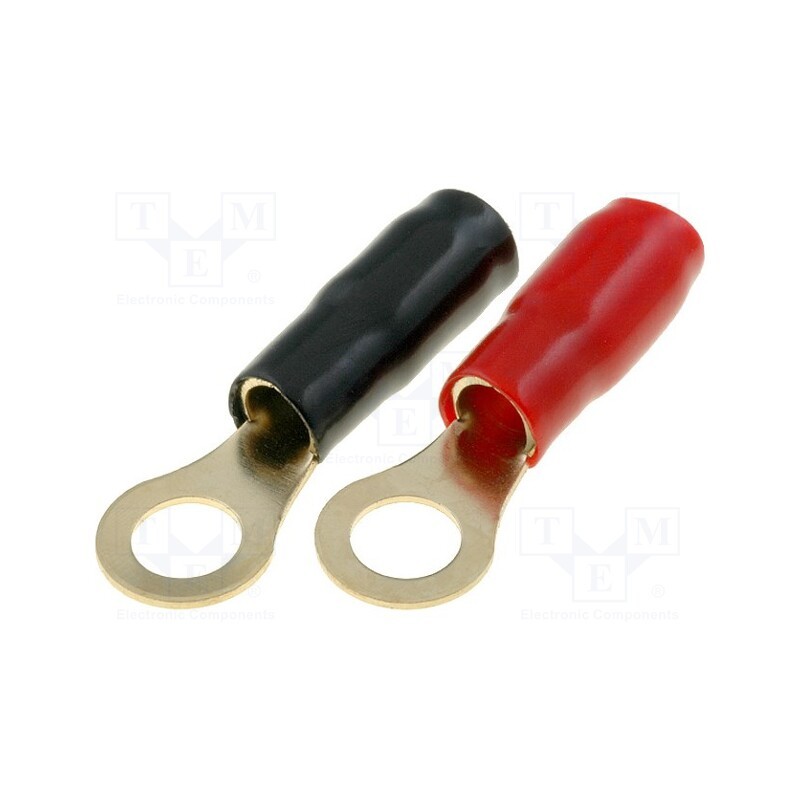 1 set x 4CARMEDIA - TERMINAL-RING-4G - Terminal: ring, M8, 22mm2, gold-plated, insulated, red and black