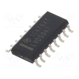1 pcs x TEXAS INSTRUMENTS - SN65LVDS047D - IC: interface, line driver, 400Mbps, 3÷3.6VDC, LVDS, SMD, SO16, Ch: 4