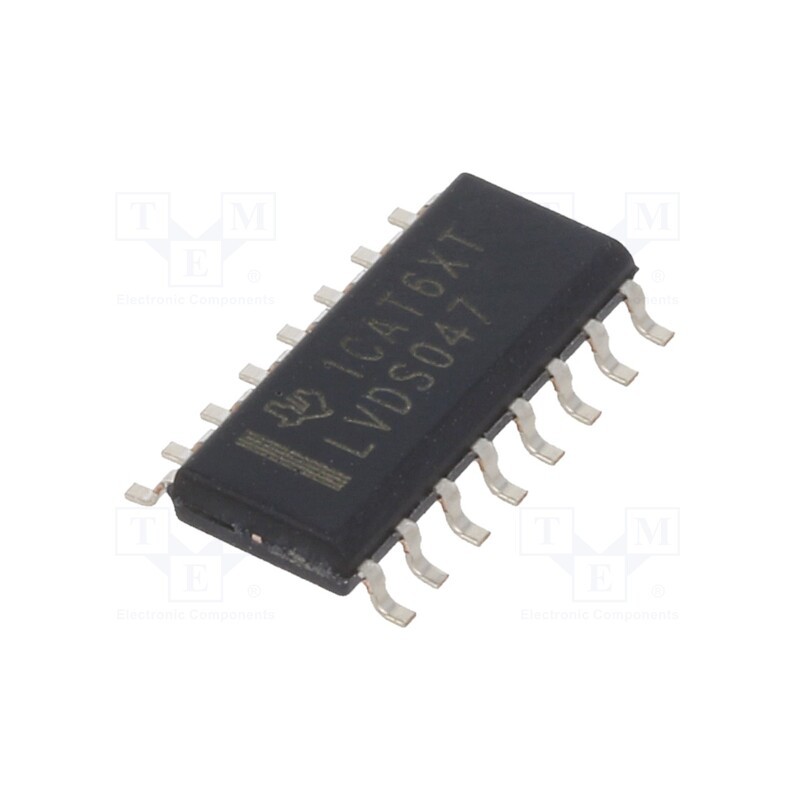 1 pcs x TEXAS INSTRUMENTS - SN65LVDS047D - IC: interface, line driver, 400Mbps, 3÷3.6VDC, LVDS, SMD, SO16, Ch: 4