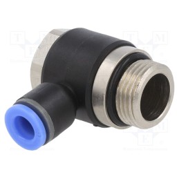 1 pcs x PNEUMAT-145.038-6 - Push-in fitting, angled, -0.95÷15bar, nickel plated brass,PBT