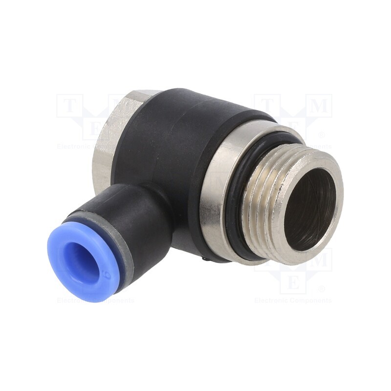 1 pcs x PNEUMAT-145.038-6 - Push-in fitting, angled, -0.95÷15bar, nickel plated brass,PBT