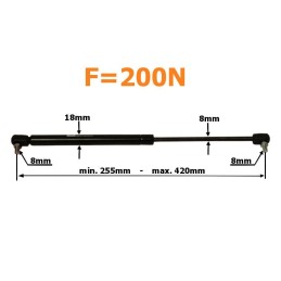 Gas shock absorber 420mm 200n man 81748210041