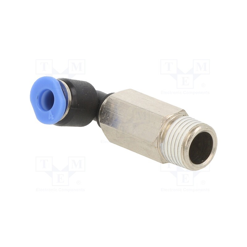 1 pcs x PNEUMAT-PLLR-184 - Push-in fitting, angled, -0.95÷10bar, Thread: R 1/8', 0÷60°C