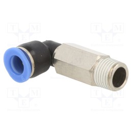 1 pcs x PNEUMAT-PLLR-186 - Push-in fitting, angled, -0.95÷10bar, Thread: R 1/8', 0÷60°C