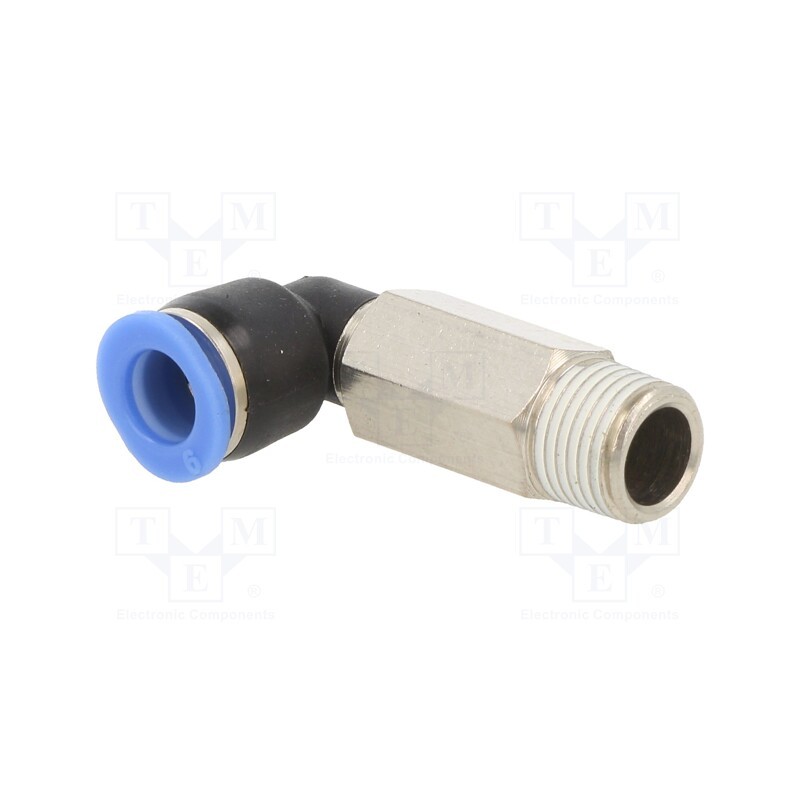1 pcs x PNEUMAT-PLLR-186 - Push-in fitting, angled, -0.95÷10bar, Thread: R 1/8', 0÷60°C