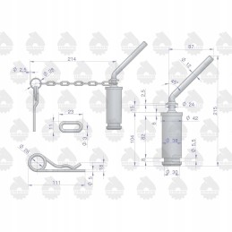 Upper hitch hook pin C 360 original Ursus