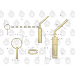 Long upper hitch pin c 330 original Ursus