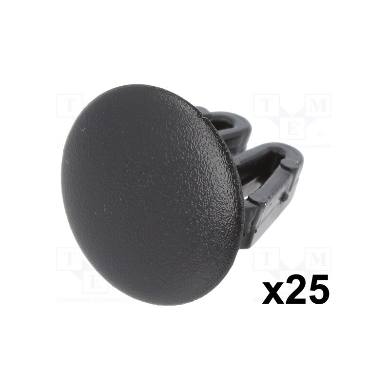1 pcg x ROMIX - 10140 - Stopper, 25pcs, universal, L: 15.6mm, polyamide, black, push-in