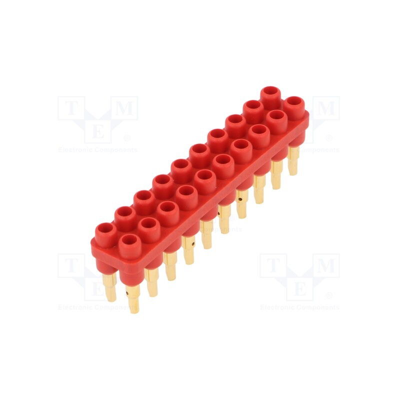 1 pcs x STu00c4UBLI - 63.9356-22 - Socket strip, 2mm banana, red, 70VDC, 10A, 33VAC, Sockets: 20, 6mm