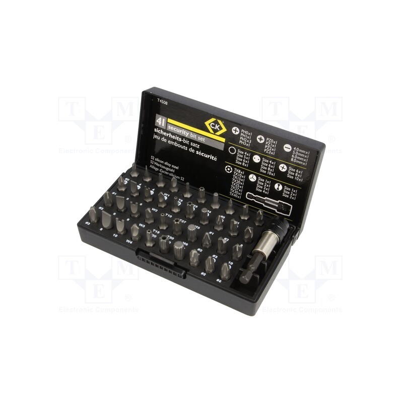 1 set x C.K - T4508 - Kit: screwdriver bits, 25mm, Mounting: 1/4' (C6,3mm), plastic box