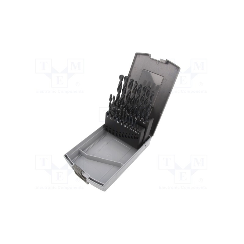 1 set x BAHCO - 4515-SET-19 - Drill set, for metal, high speed steel ruled HSS-R, plastic box