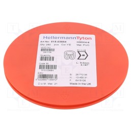 250 pcs x HELLERMANNTYTON - 515-03664 - Markers, Marking: 6, 4÷9mm, PVC, yellow, -65÷105°C, leaded, HGDC4-9