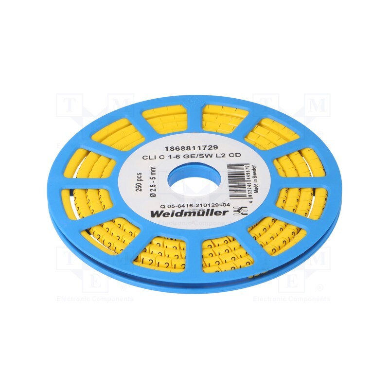 250 pcs x WEIDMu00dcLLER - CLI C 1-6 GE/SW L2 CD - Markers, Marking: L2, 2.5÷5mm, PVC, yellow, -30÷80°C, leaded, CLI C