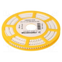 250 pcs x WEIDMu00dcLLER - CLI C 2-4 WS/SW 9 CD - Markers, Marking: 9, 4÷10mm, PVC, white, -30÷80°C, leaded, CLI C