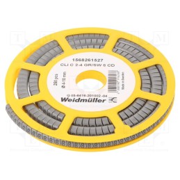 250 pcs x WEIDMu00dcLLER - CLI C 2-4 GR/SW 8 CD - Markers, Marking: 8, 4÷10mm, PVC, grey, -30÷80°C, leaded, CLI C, reel