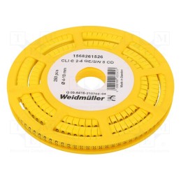 250 pcs x WEIDMu00dcLLER - CLI C 2-4 GE/SW 8 CD - Markers, Marking: 8, 4÷10mm, PVC, yellow, -30÷80°C, leaded, CLI C