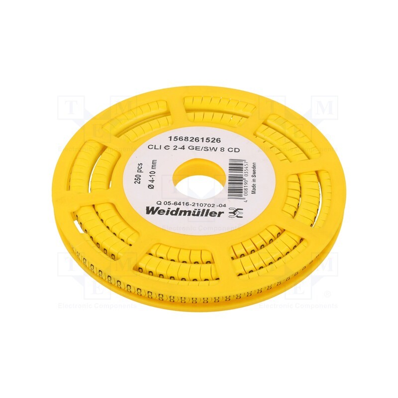250 pcs x WEIDMu00dcLLER - CLI C 2-4 GE/SW 8 CD - Markers, Marking: 8, 4÷10mm, PVC, yellow, -30÷80°C, leaded, CLI C