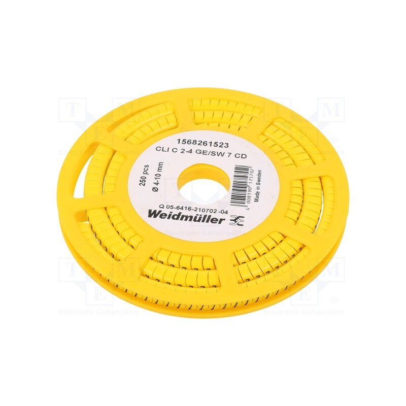 250 pcs x WEIDMu00dcLLER - CLI C 2-4 GE/SW 7 CD - Markers, Marking: 7, 4÷10mm, PVC, yellow, -30÷80°C, leaded, CLI C