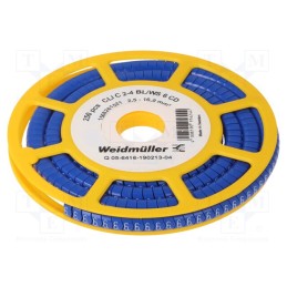 250 pcs x WEIDMu00dcLLER - CLI C 2-4 BL/WS 6 CD - Markers, Marking: 6, 4÷10mm, PVC, blue, -30÷80°C, leaded, CLI C, reel