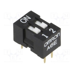1 pcs x OMRON OCB - A6E-2101-N - Switch: DIP-SWITCH, Poles number: 2, ON-OFF, 0.025A/24VDC, Pos: 2