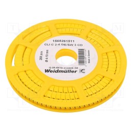 250 pcs x WEIDMu00dcLLER - CLI C 2-4 GE/SW 3 CD - Markers, Marking: 3, 4÷10mm, PVC, yellow, -30÷80°C, leaded, CLI C