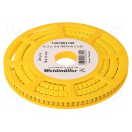 250 pcs x WEIDMu00dcLLER - CLI C 2-4 GE/SW 2 CD - Markers, Marking: 2, 4÷10mm, PVC, yellow, -30÷80°C, leaded, CLI C
