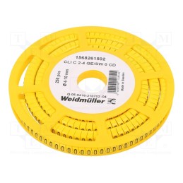 250 pcs x WEIDMu00dcLLER - CLI C 2-4 GE/SW 0 CD - Markers, Marking: 0, 4÷10mm, PVC, yellow, -30÷80°C, leaded, CLI C