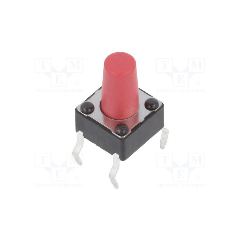1 pcs x KNITTER-SWITCH - TS 65 R - Microswitch TACT, SPST-NO, Pos: 2, 0.05A/12VDC, PCB,THT, none, 2.6N