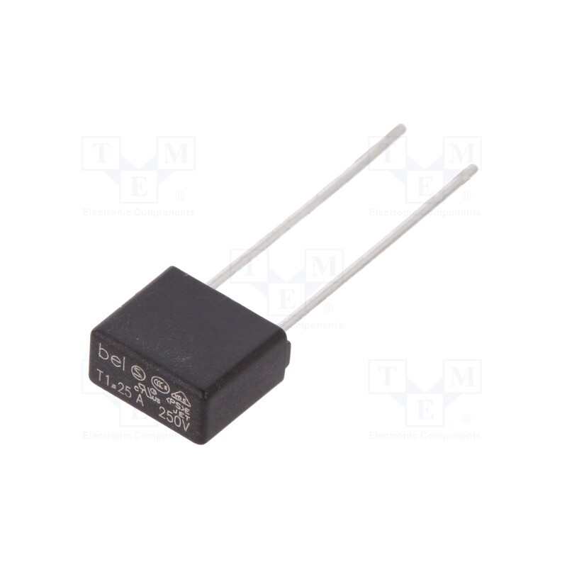 2 pcs x BEL FUSE - 0697-1250-02 - Fuse: fuse, time-lag, 1.25A, 250VAC, 8.4x4x7.7mm, RST, Ammo Pack