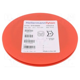 250 pcs x HELLERMANNTYTON - 515-03655 - Markers, Marking: 5, 4÷9mm, PVC, green, -65÷105°C, leaded, HGDC4-9