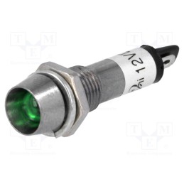 5 pcs x NINIGI - IND8-12G-B - Indicator: LED, recessed, green, 12VDC, Ø8.2mm, IP40, for soldering