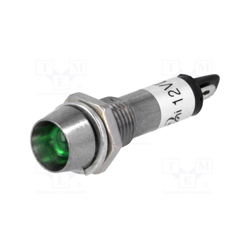 5 pcs x NINIGI - IND8-12G-B - Indicator: LED, recessed, green, 12VDC, Ø8.2mm, IP40, for soldering