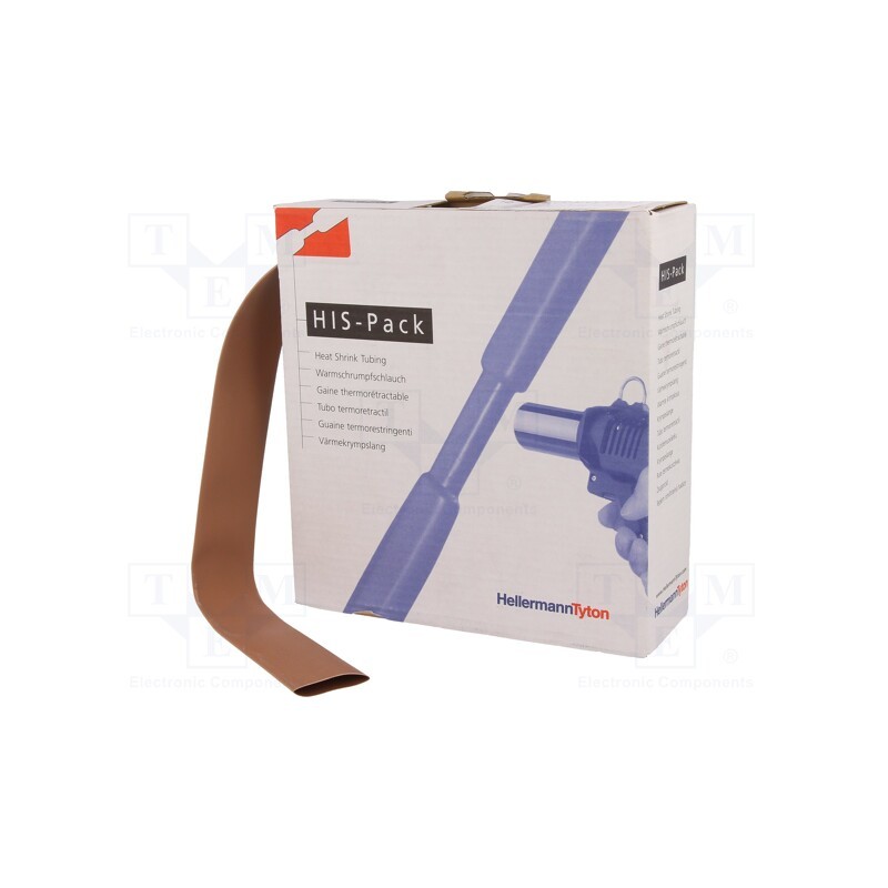 1 pcs x HELLERMANNTYTON - 300-31901 - Heat shrink sleeve, 2: 1, 19.1mm, L: 5m, brown, cardboard packaging