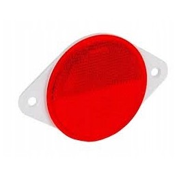 Round red reflector, diameter 75mm, screwed on, 2 x m