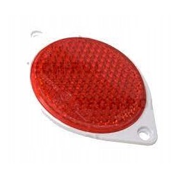 Round red reflector, diameter 75mm, screwed on, 2 x m