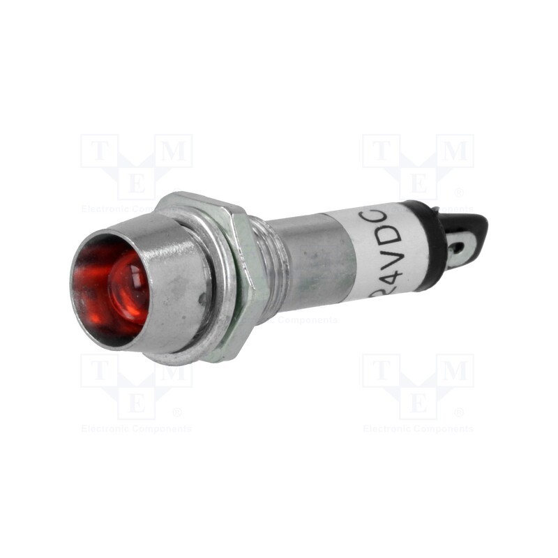 5 pcs x NINIGI - IND8-24R-B - Indicator: LED, recessed, red, 24VDC, Ø8.2mm, IP40, for soldering