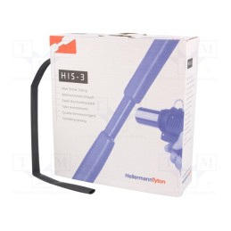 1 rol x HELLERMANNTYTON - 308-30900 - Heat shrink sleeve, glueless, 3: 1, 9mm, L: 5m, black, -50÷125°C