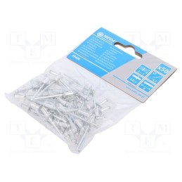 5 pcg x MEGA - 59408 - Rivet, aluminium, Rivet diam: 4mm, L.rivet: 8mm, 50pcs.