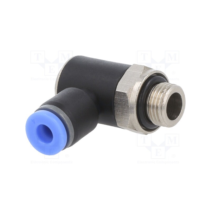 1 pcs x PNEUMAT-170.018-4 - Push-in fitting, angled, -0.95÷15bar, nickel plated brass,PBT