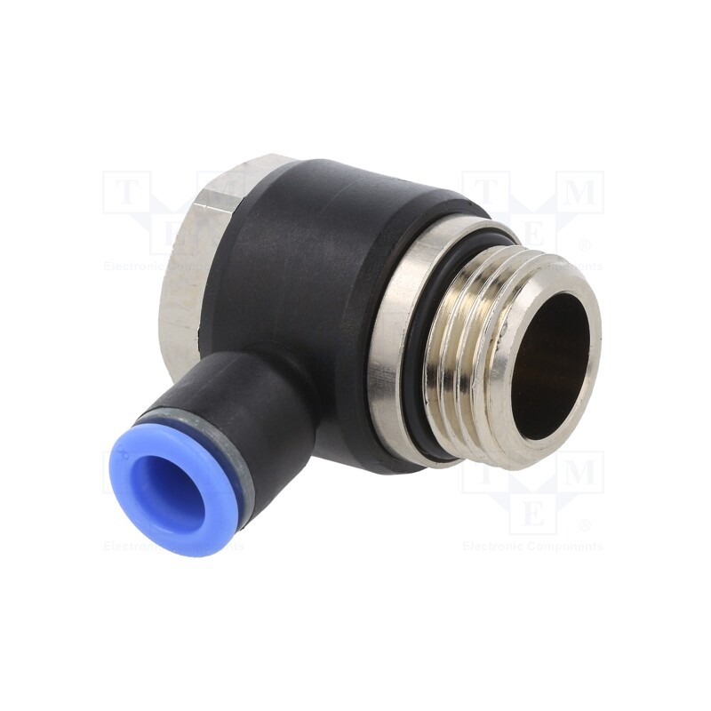 1 pcs x PNEUMAT-145.012-8 - Push-in fitting, angled, -0.95÷15bar, nickel plated brass,PBT