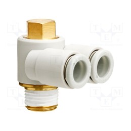 1 pcs x SMC-KQ2Z06-02AS - Push-in fitting, threaded,angled 90°, -1÷10bar, Thread: R 1/4'