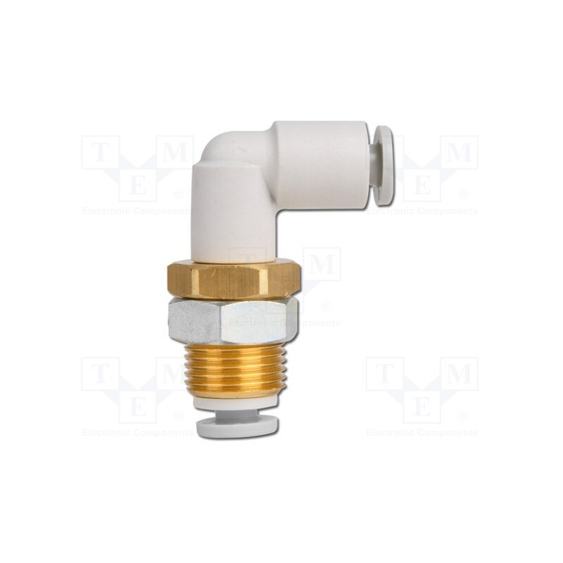 1 pcs x SMC-KQ2LE08-00A - Push-in fitting, threaded,angled 90°, -1÷10bar, Thread: M16