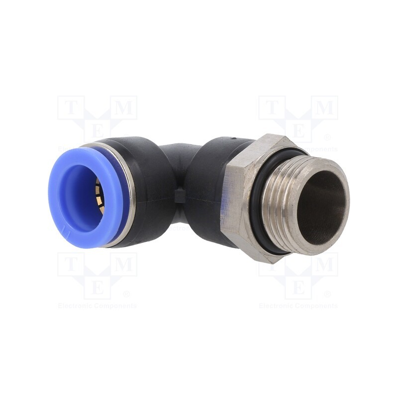 1 pcs x PNEUMAT-125.012-14 - Push-in fitting, angled, -0.95÷15bar, PBT, Thread: G 1/2', 0÷60°C