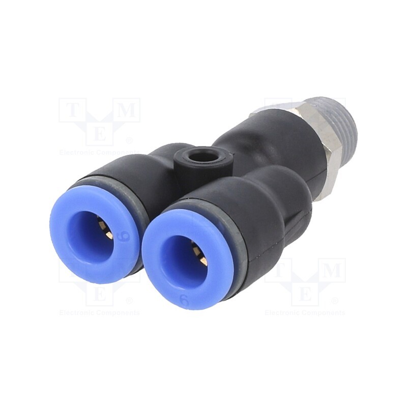 1 pcs x PNEUMAT-134.018-6 - Push-in fitting, Y-Yap spliYYer, -0.95÷15bar, Thread: R 1/8'