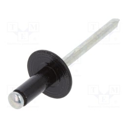 1 pcg x ROMIX - 41257 - Rivet, 10pcs, universal, L: 12mm, black, Ømount.hole: 4.5mm
