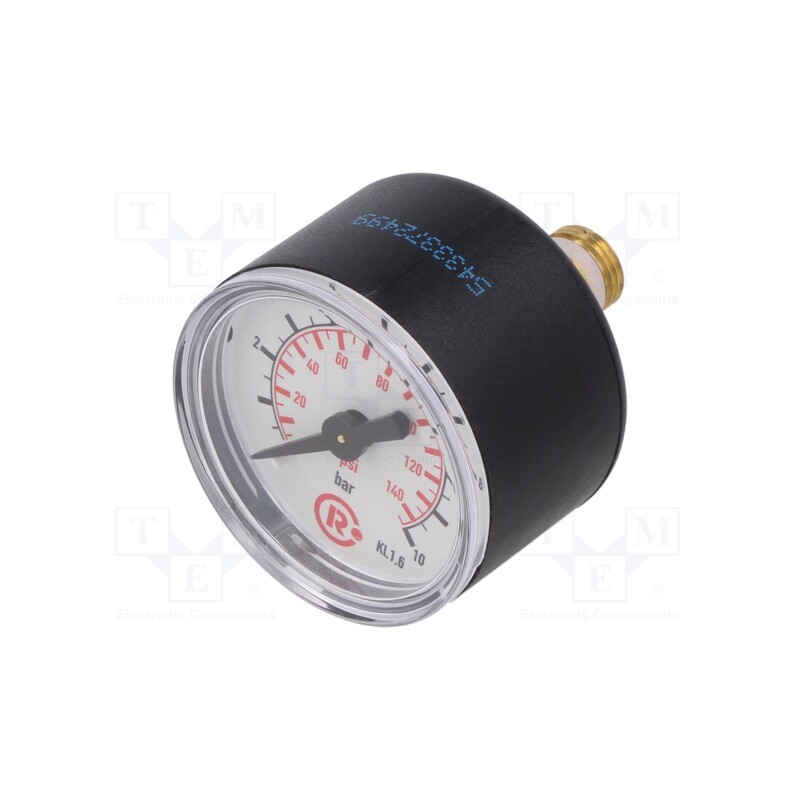 1 pcs x PNEUMAT-110.46-KD - Manometer, 0÷10bar, 40mm, non-aggressive liquids,inert gases