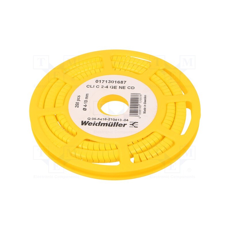 250 pcs x WEIDMu00dcLLER - CLI C 2-4 GE NE CD - Markers, Marking: empty, 4÷10mm, PVC, yellow, -30÷80°C, leaded, reel