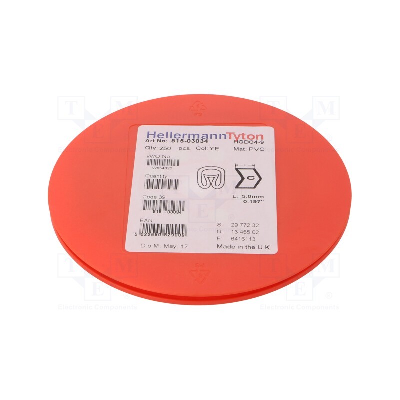 250 pcs x HELLERMANNTYTON - 515-03034 - Markers, Marking: C, 4÷9mm, PVC, yellow, -65÷105°C, leaded, HGDC4-9
