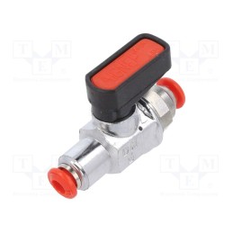 1 pcs x PNEUMAT-1702123 - Mechanical ball valve, max.20bar, nickel plated brass, 4mm