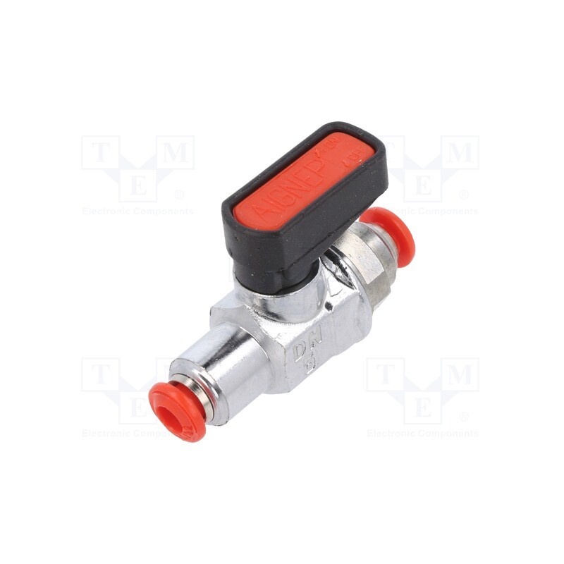 1 pcs x PNEUMAT-1702123 - Mechanical ball valve, max.20bar, nickel plated brass, 4mm